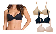 Cargar imagen en el visor de la galería, Pack 3 Brasier Doble Doble Push Up, Aumenta Hasta 2 Tallas Modelo 6003-16 Nude/negro/beige Lisa 38c