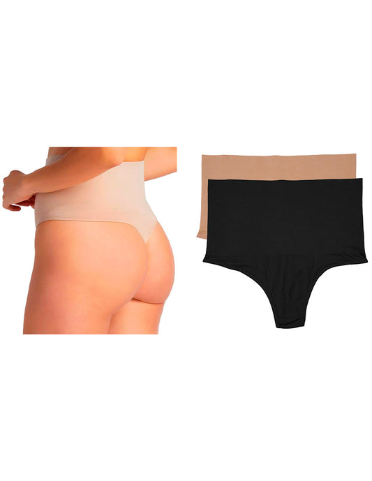 Tanga Tipo Faja Panty Calzón Para Dama Corte Alto Paq 2pzas