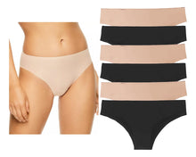 Cargar imagen en el visor de la galería, Pantaleta Sin Costuras (invisible) Pack 6 Pzas 3negro/3camel