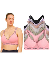 Cargar imagen en el visor de la galería, Pack 6 Brasier Tops Deportivos De Algodón Para Mujer Copa D