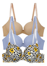 Cargar imagen en el visor de la galería, Pack 3 Brasier Doble Push Up, Aumenta Hasta 2 Tallas