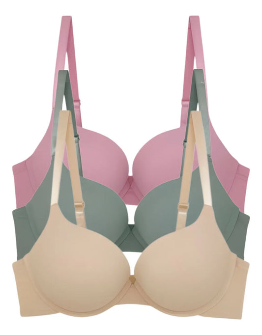 Pack 3 Brasier Push Up Y Doble Push Aumenta Hasta 2 Tallas