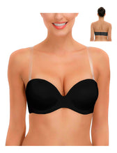 Cargar imagen en el visor de la galería, Pack 3 Brasier Strapless Con Tirantes Transparentes
