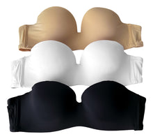 Cargar imagen en el visor de la galería, Pack 3 Brasier Strapless Con Tirantes Transparentes