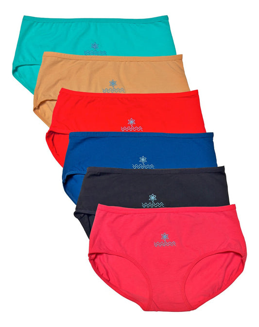 Paquete con 6 Pantaletas Completa De Algodón, Pack Con 6 Colores diferentes