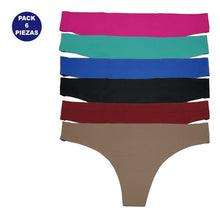 Cargar imagen en el visor de la galería, Tanga Sin Costuras (invisible) Pack 6 Pzas Difer Colores