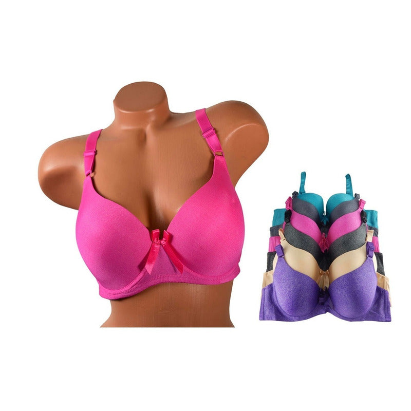 Paquete 6 Brassier Push Up Con Encaje, Comodo, Moderno 6667