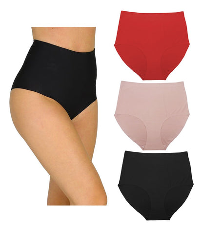 Pantaleta Alta Sin Costuras Pack 3pzas Negra/nude/blanco