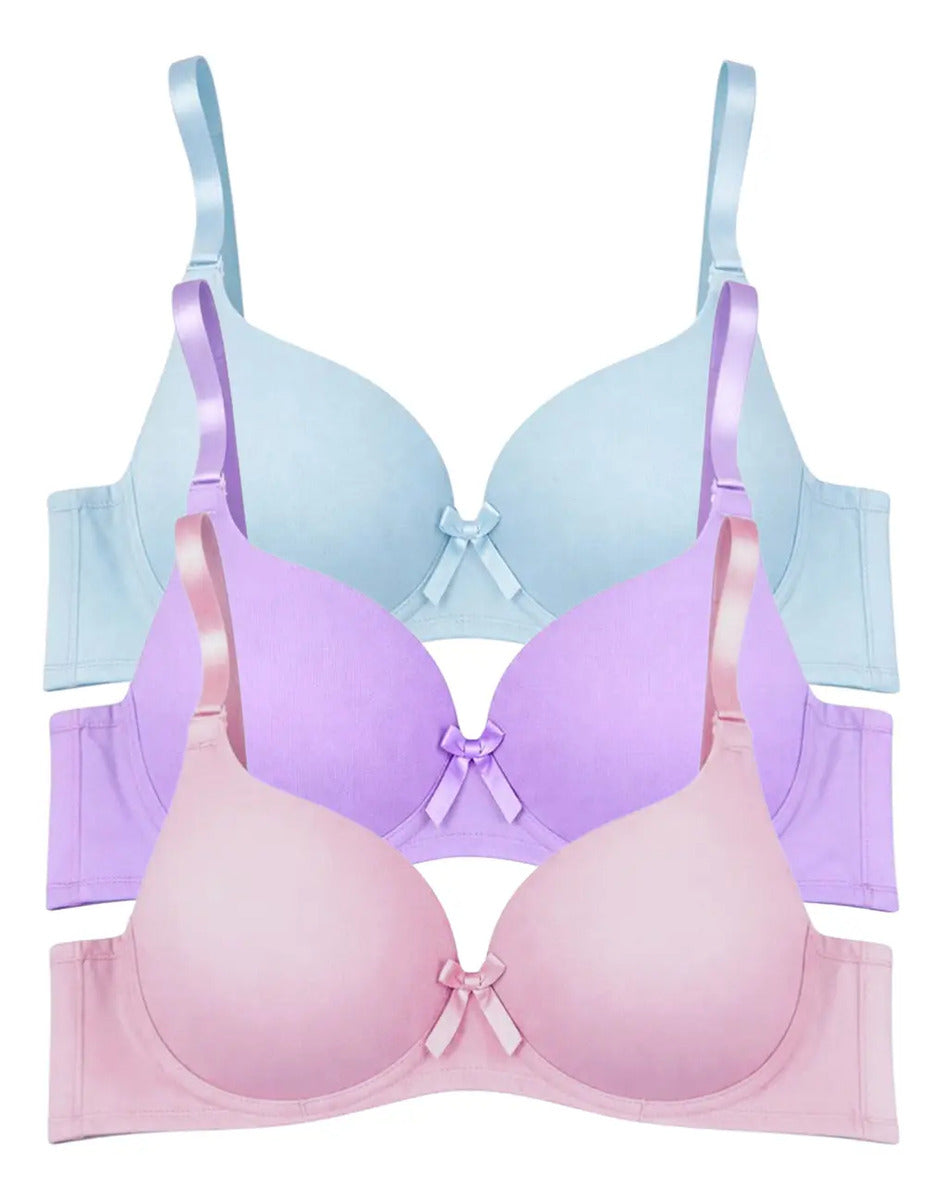 Pack 3 Brasier Push Up Y Doble Push Aumenta Hasta 2 Tallas