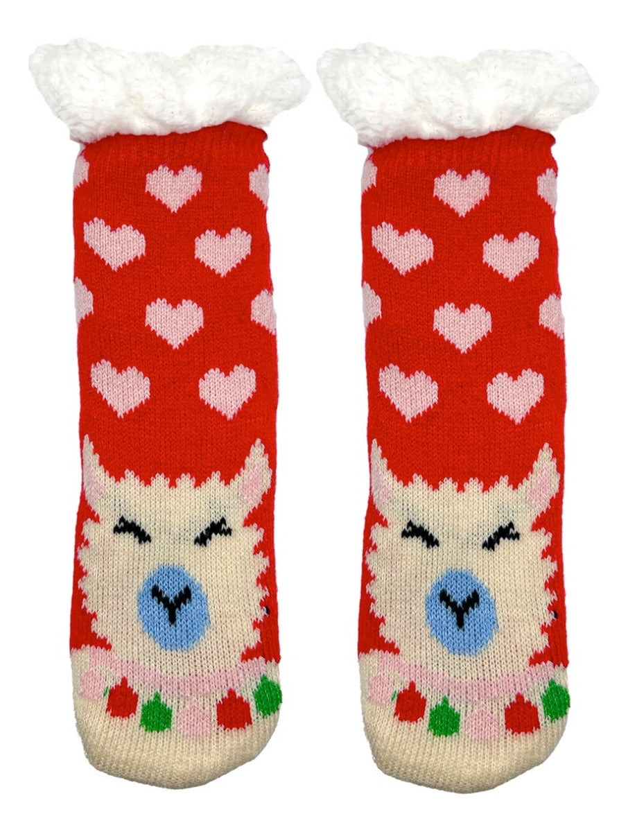 3 Pares de Calcetines Navideños Infantiles Con Borrega Y Antiderrapente
