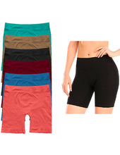 Cargar imagen en el visor de la galería, Boxer Largo Dama Licra, Pack Con 6 Pzas 2nude/2negros/2bcos
