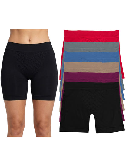 Boxer Largo Dama Licra, Pack Con 6 Pzas 2nude/2negros/2bcos