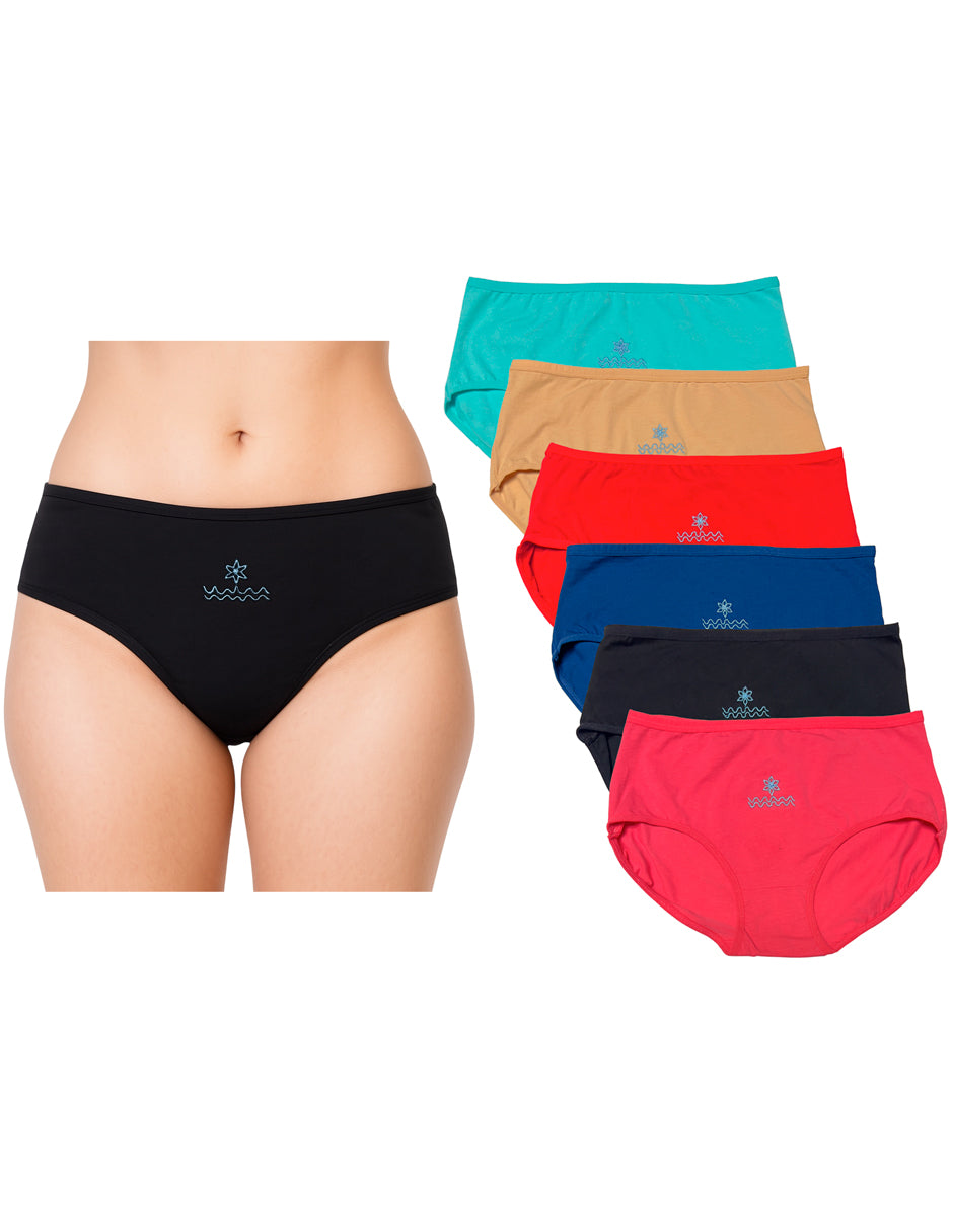 Paquete con 6 Pantaletas Completa De Algodón, Pack Con 6 Colores diferentes