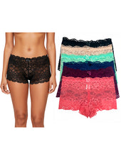 Cargar imagen en el visor de la galería, Boxer Cachetero De Encaje Pack 6 Piezas Con 6 Dif Colores
