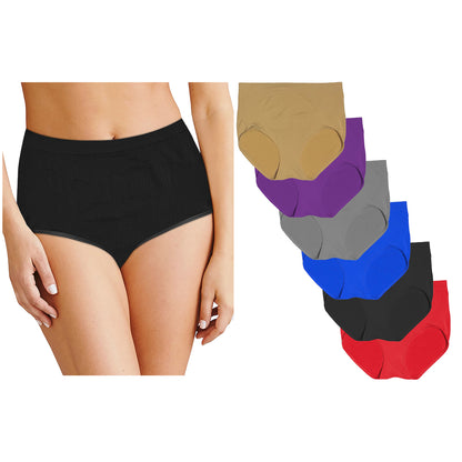 Pantaleta Tallas Extras 40-52, Paq 6 Pzas En 6 Difer Colores