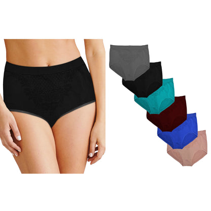 Pantaleta Tallas Extras 40-52, Paq 6 Pzas En 6 Difer Colores