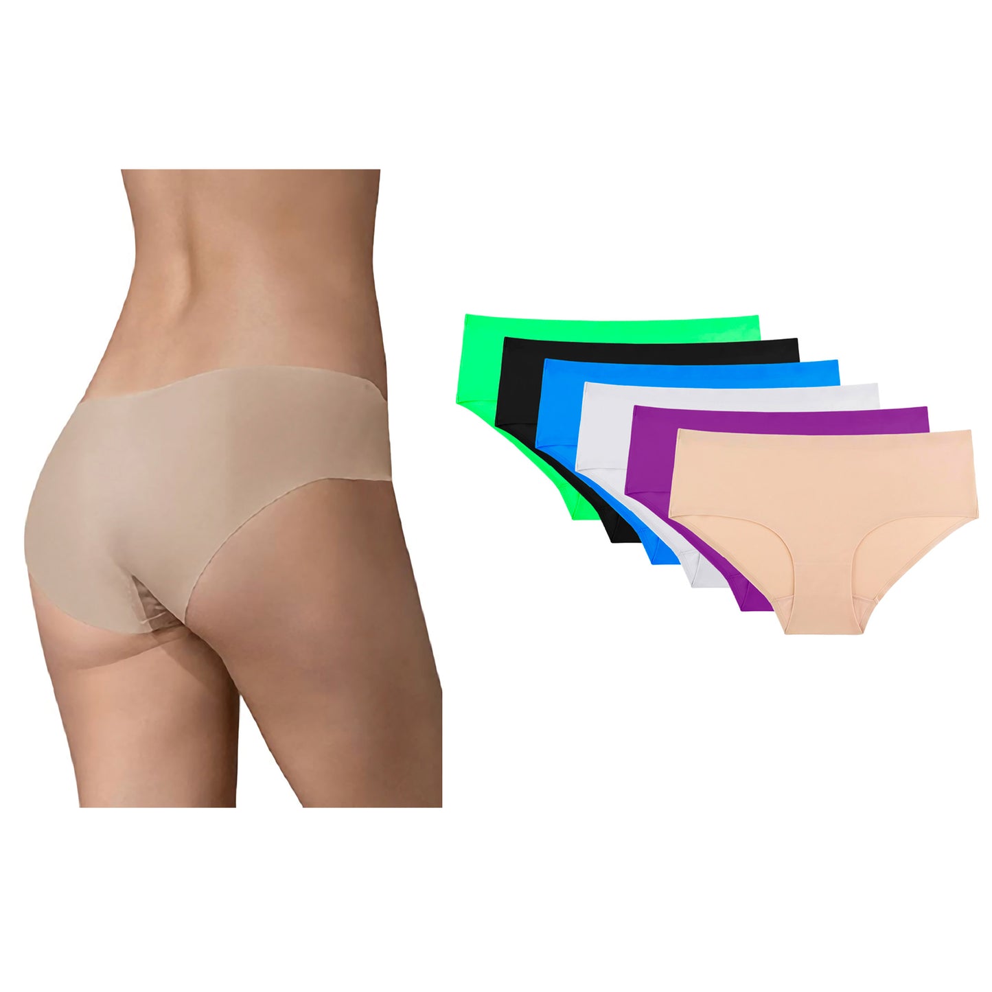 Pantaleta Sin Costuras (invisible) Pack 6 Pzas 3negro/3camel