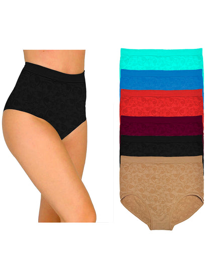 Pantaleta Tallas Extras 40-52, Paq 6 Pzas En 6 Difer Colores