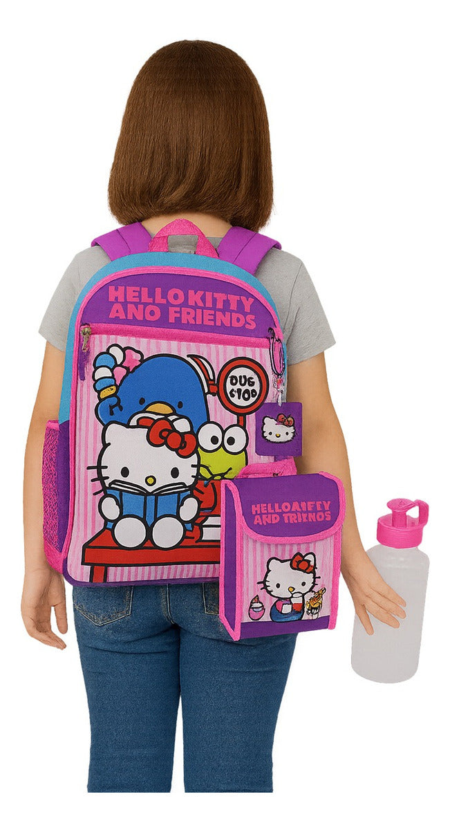 Set De Mochila Con Lonchera, Llavero, Bote  Y Clip De Tu Personaje Favorito