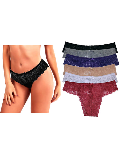 Tanga Sexy Encaje Mujer Pack De 6 Pzas, 6 Colores Diferentes