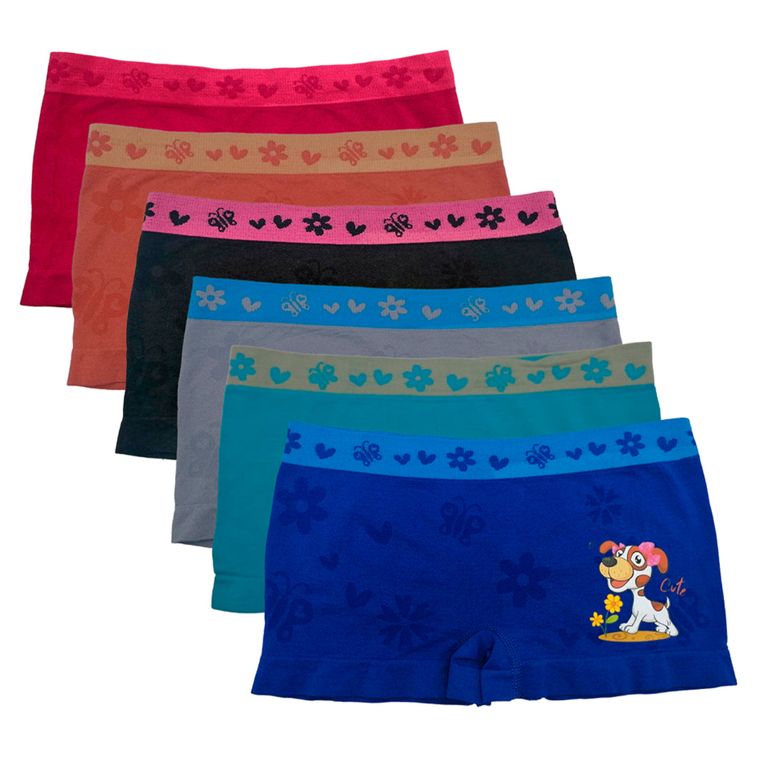 Boxer Licra Niña, Paquete 6 Piezas, 6 Diferentes Colores