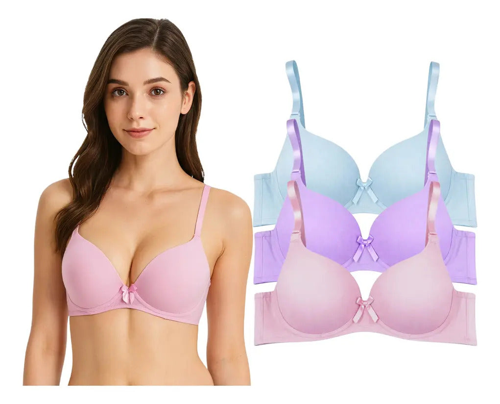 Pack 3 Brasier Push Up Y Doble Push Aumenta Hasta 2 Tallas