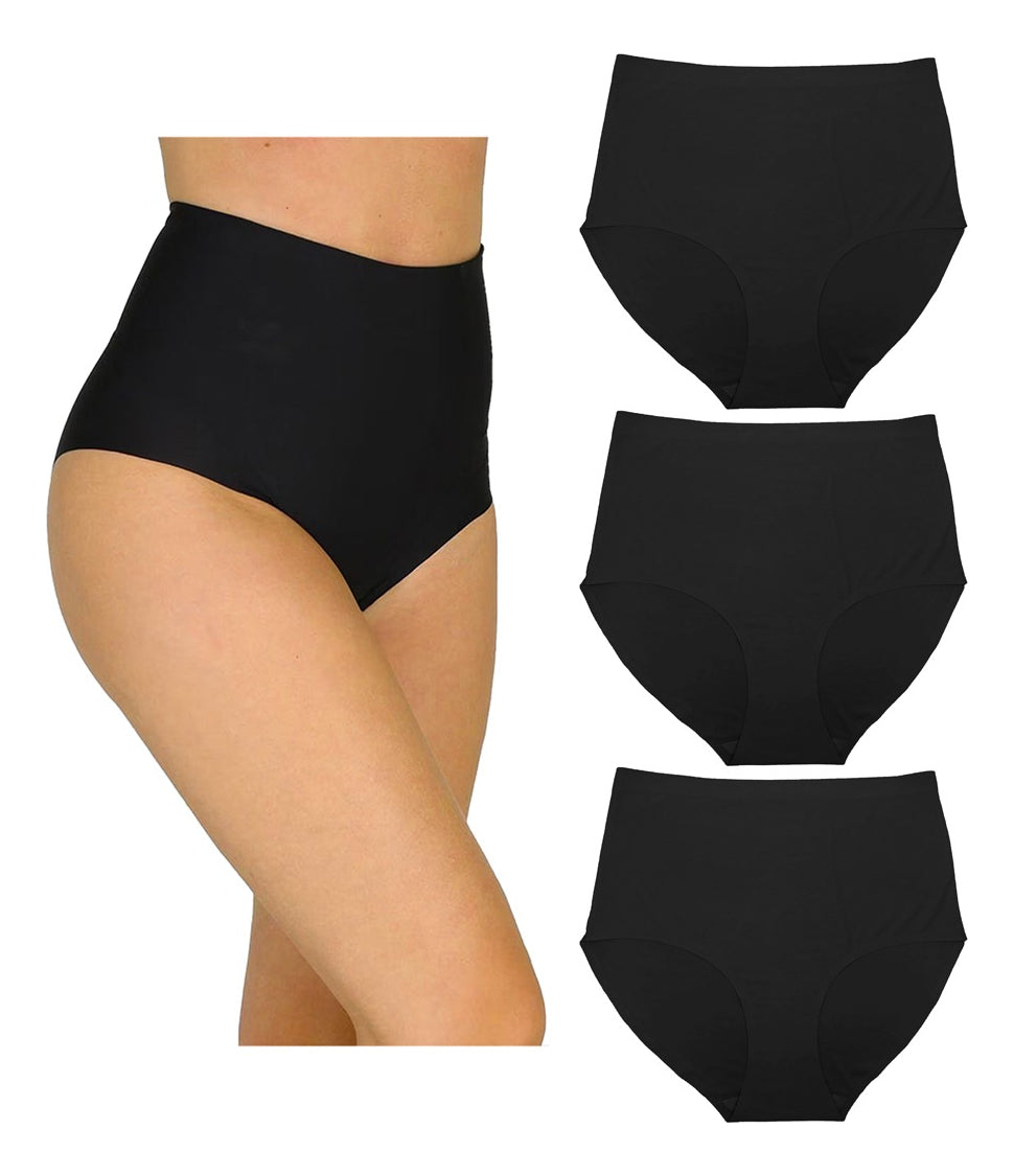 Pantaleta Alta Sin Costuras Pack 3pzas Negra/nude/blanco