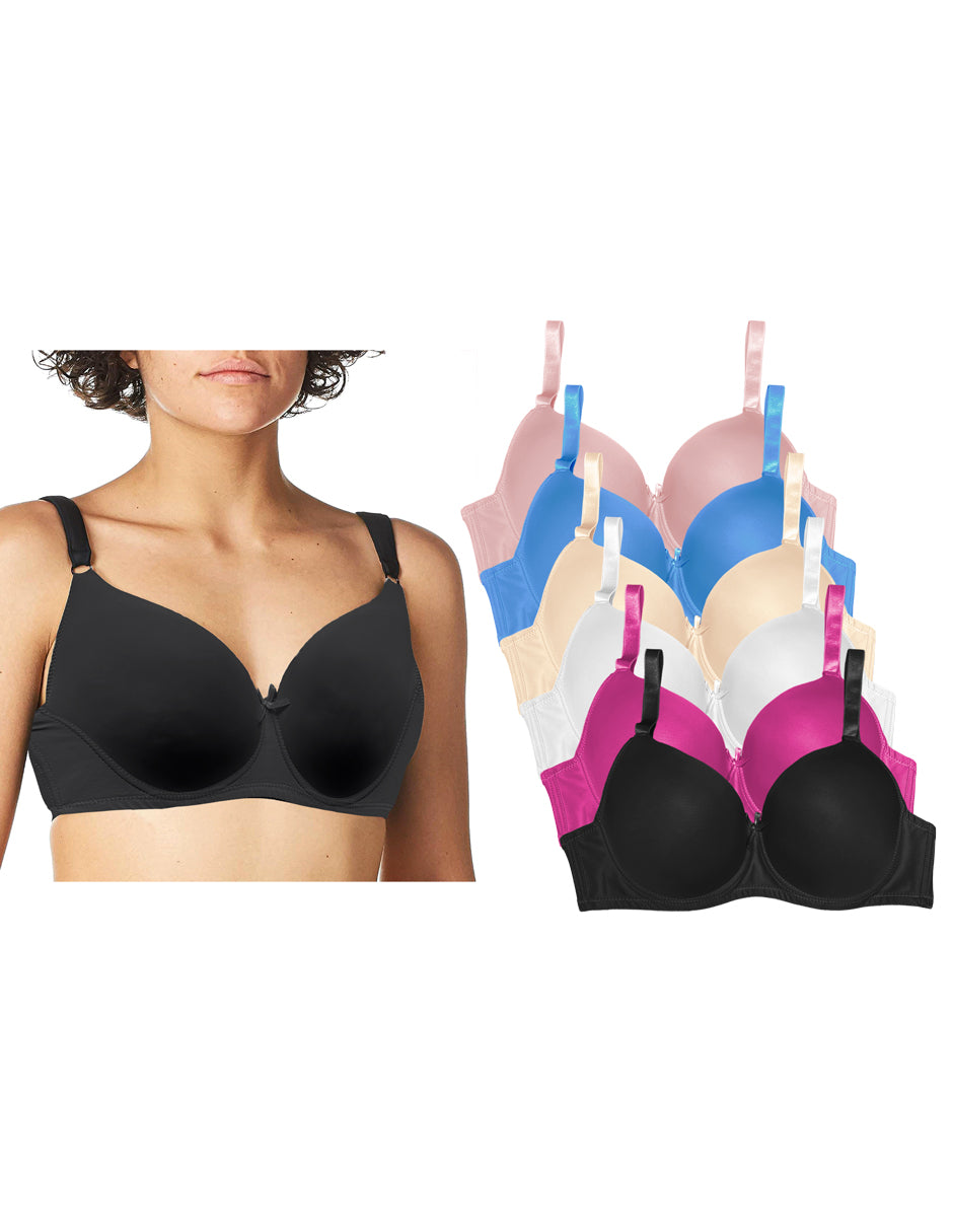 Pack con 6 Brassier Copa Triple Ddd con 6 Diferentes Colores