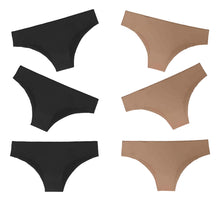 Cargar imagen en el visor de la galería, Pantaleta Sin Costuras (invisible) Pack 6 Pzas 3negro/3camel
