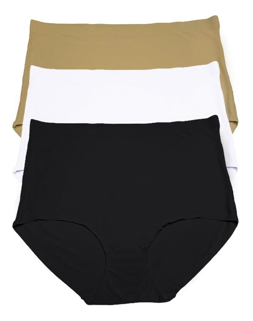 Pantaleta Alta Sin Costuras Pack 3pzas Negra/nude/blanco