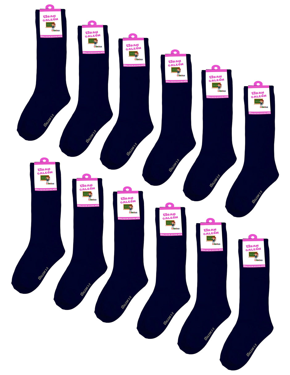 Calcetin Y Calceta Escolar Lisa De Algodón Pack Con 12 Pares