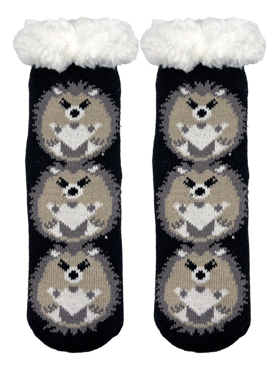 3 Pares de Calcetines Navideños Infantiles Con Borrega Y Antiderrapente