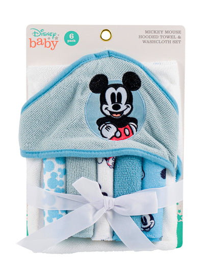 Set De Toalla De Baño Con Capucha Y 5 Toallitas Mickey Mouse