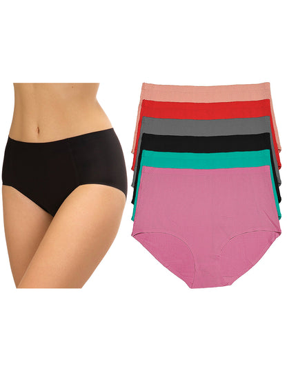 Pack con 6 Pantaletas a la Cintura Sin Costuras (invisible) con 6 Diferentes Colores