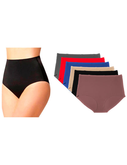 Pack con 6 Pantaletas a la Cintura Sin Costuras (invisible) con 6 Diferentes Colores