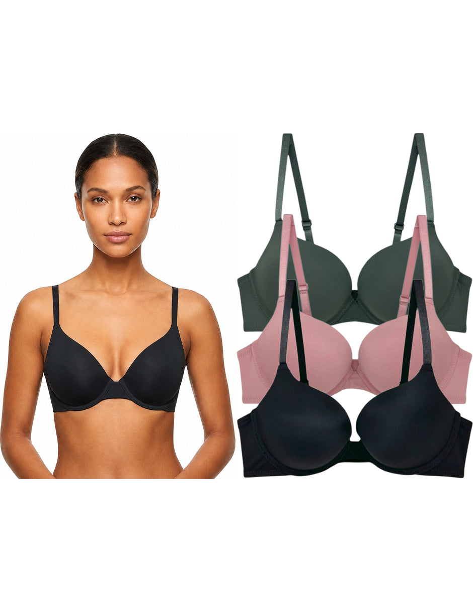 Pack 3 Brasier Push Up o Doble Push Aumenta Hasta 2 Tallas