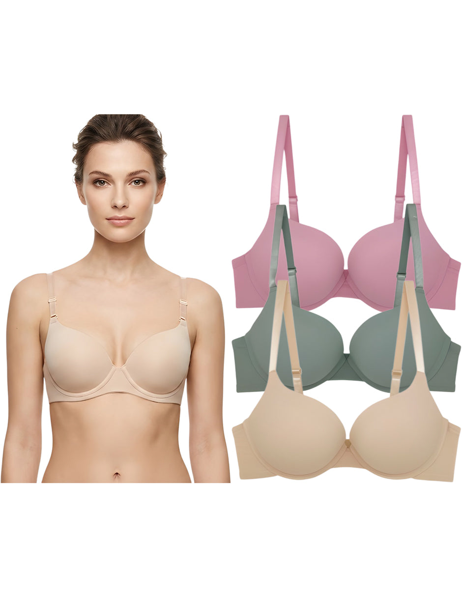 Pack 3 Brasier Push Up o Doble Push Aumenta Hasta 2 Tallas