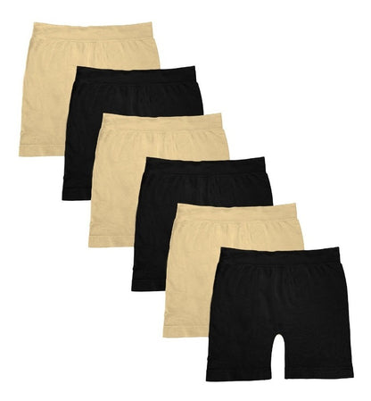 Boxer Largo Dama Licra, Pack Con 6 Pzas 2nude/2negros/2bcos