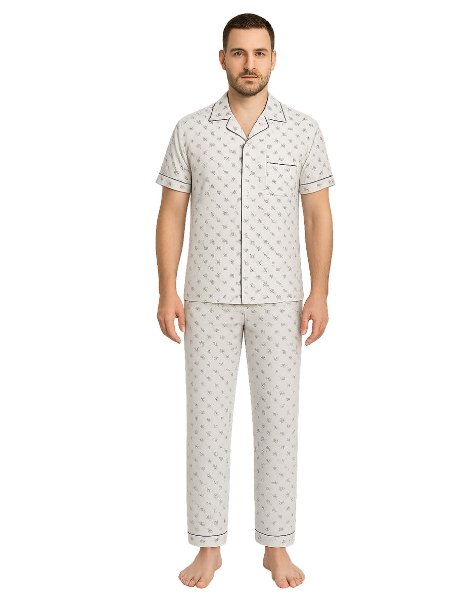 Pijama Franela Hombre Conjunto Camisa Y Pantalón