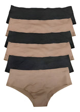 Cargar imagen en el visor de la galería, Pantaleta Sin Costuras (invisible) Pack 6 Pzas 3negro/3camel
