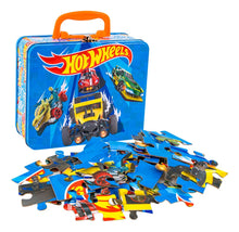 Cargar imagen en el visor de la galería, Lonchera Con Rompecabezas 48 Pzas Diferentes Personajes Azul Hotwheels 83269
