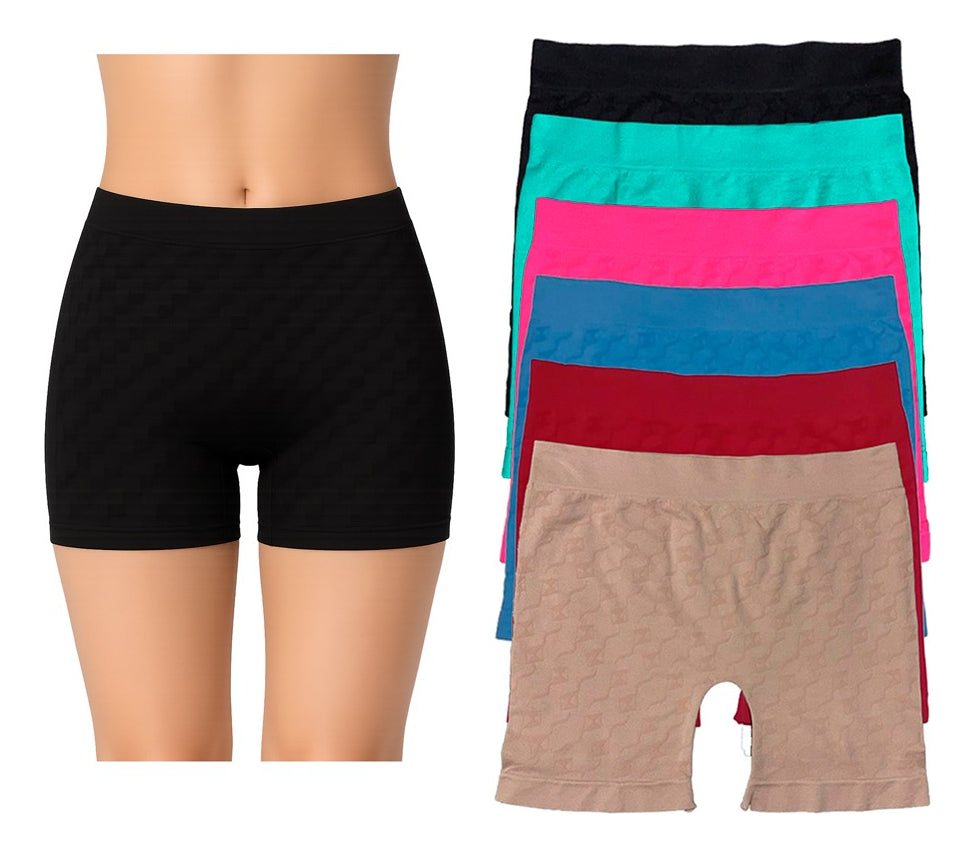 Boxer Largo Dama Licra, Pack Con 6 Pzas 2nude/2negros/2bcos
