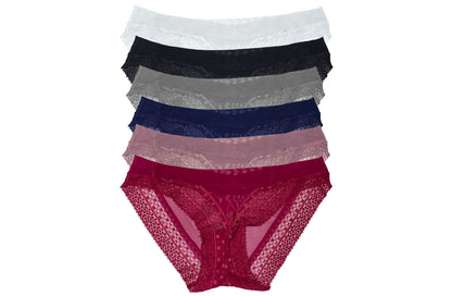 Pack con 6 Tangas de Encaje Mujer Pack con 6 Colores Diferentes