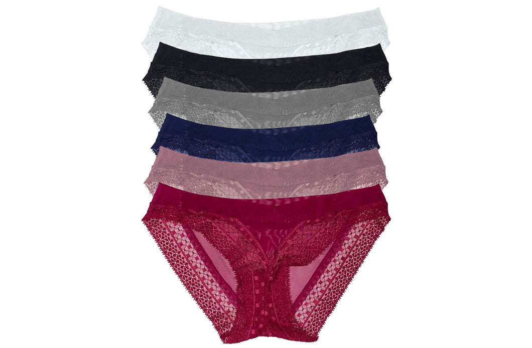 Tanga Sexy Encaje Mujer Pack De 6 Pzas, 6 Colores Diferentes