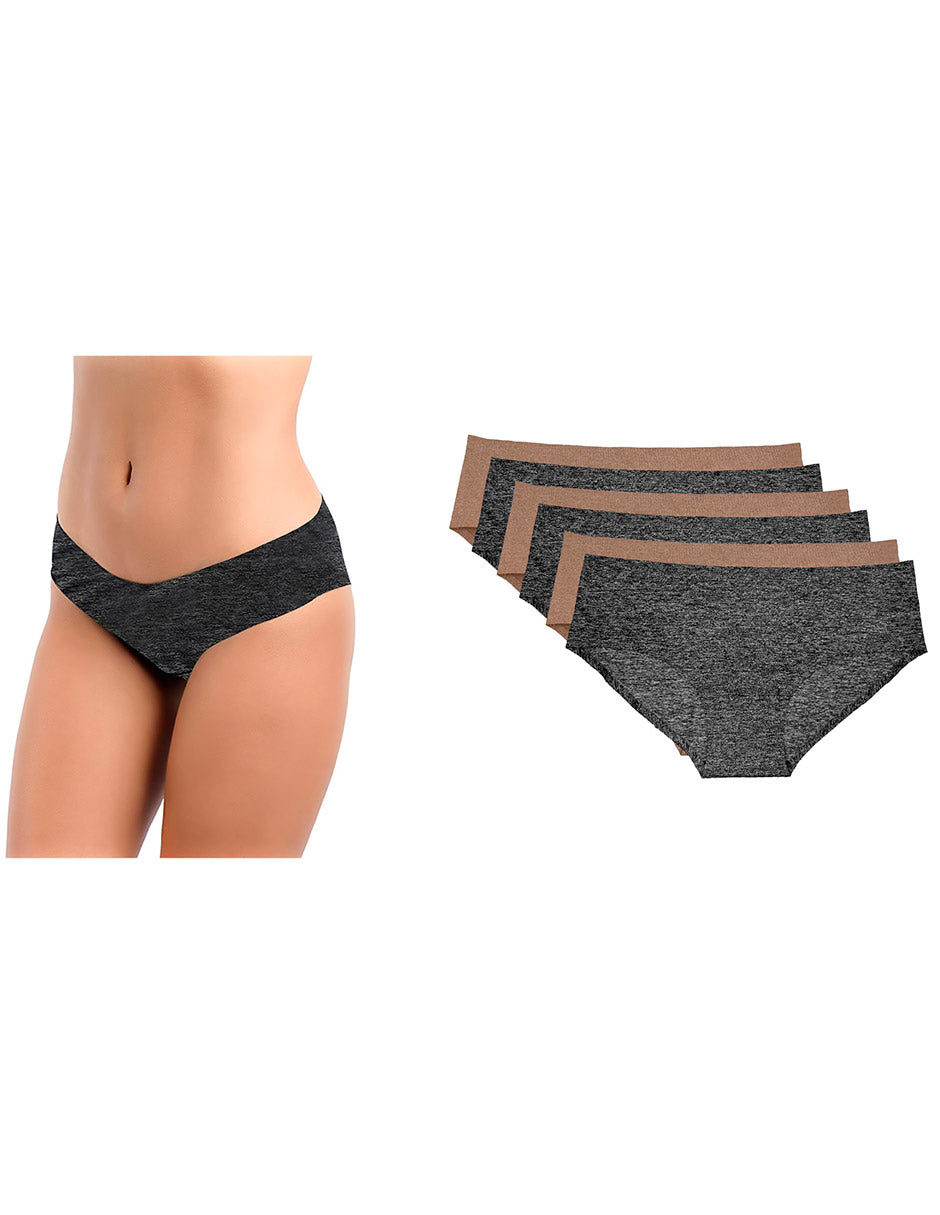 Pantaleta Sin Costuras (invisible) Pack 6 Pzas 3negro/3camel