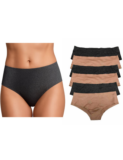 Pantaleta Sin Costuras (invisible) Pack 6 Pzas 3negro/3camel