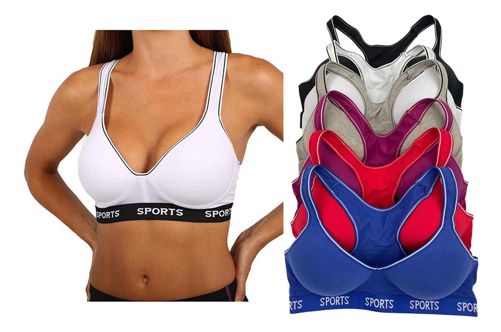 Paquete con 6 Tops Deportivos de Algodon Copa B o C, Pack con 6 colores diferentes