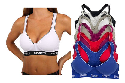 Paquete con 6 Tops Deportivos de Algodon Copa B o C, Pack con 6 colores diferentes