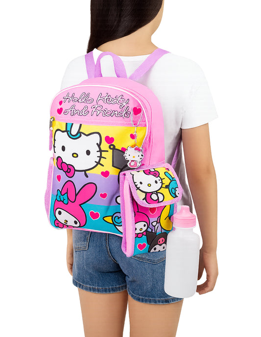 Set De Mochila Con Lonchera, Llavero, Bote  Y Clip De Tu Personaje Favorito
