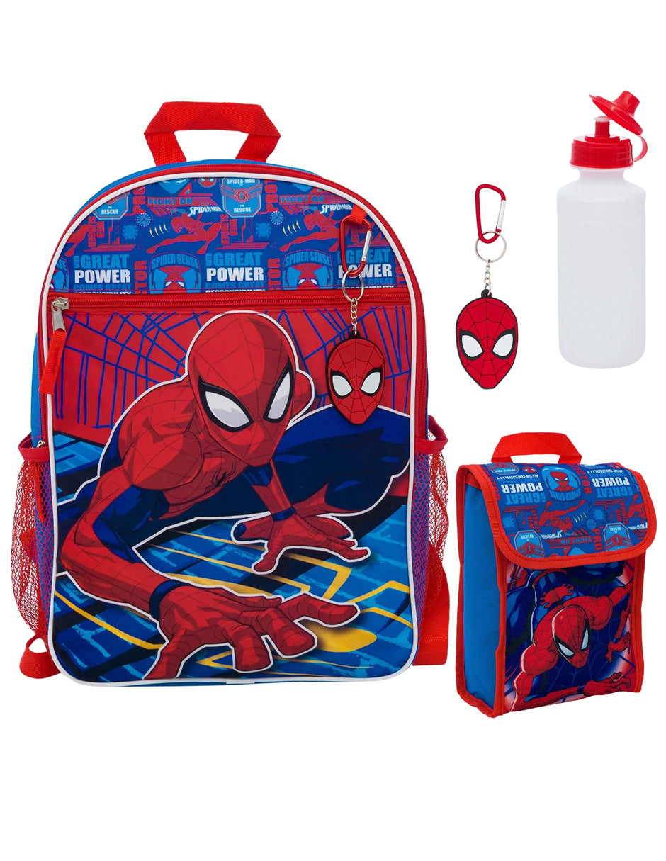 Set De Mochila Con Lonchera, Llavero, Bote  Y Clip De Tu Personaje Favorito